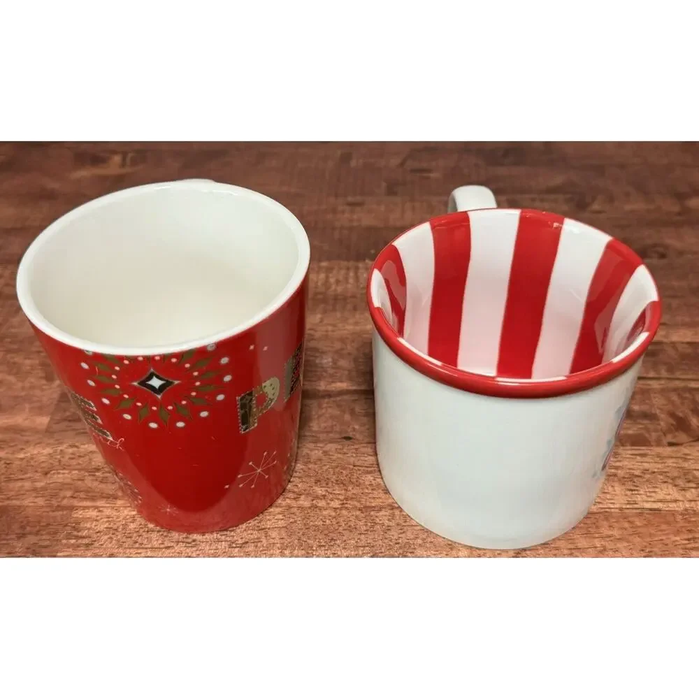 ‘06 & ‘07 Peace And Jolly Holiday Starbucks coffee mugs 14oz